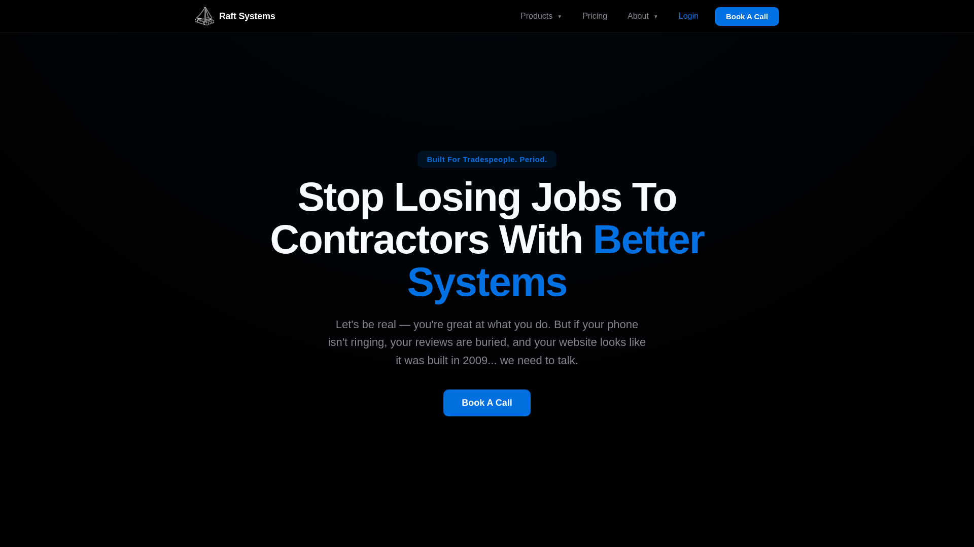 website screenshot of https://raftsystems.net/