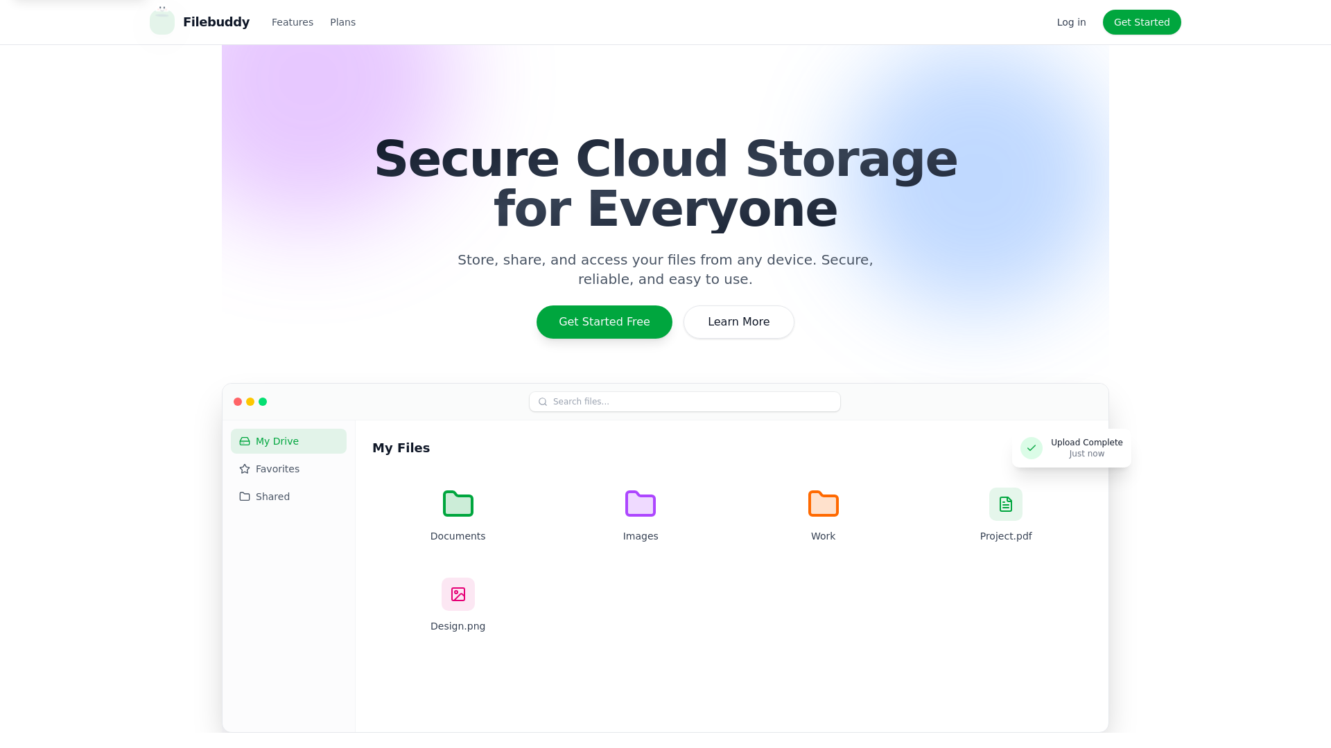 website screenshot of https://filebuddy.io/