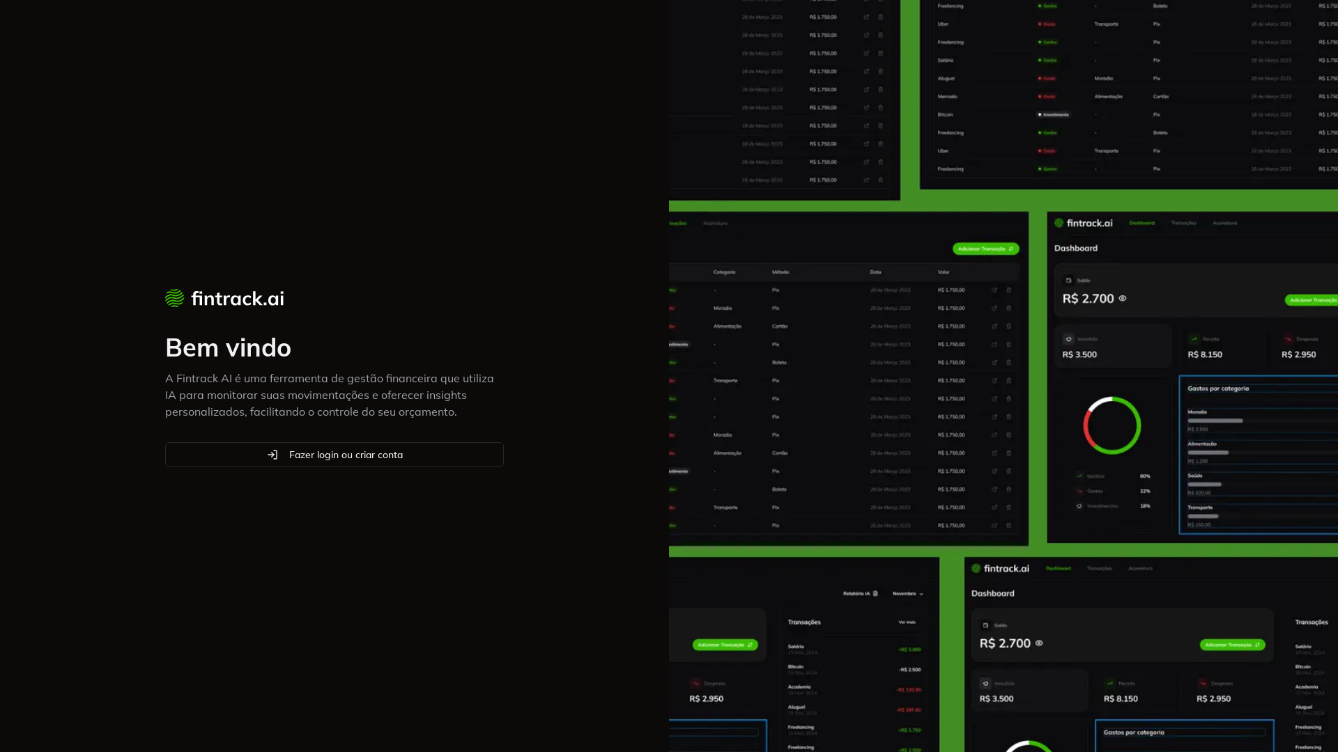 website screenshot of https://fintrackai.com.br/