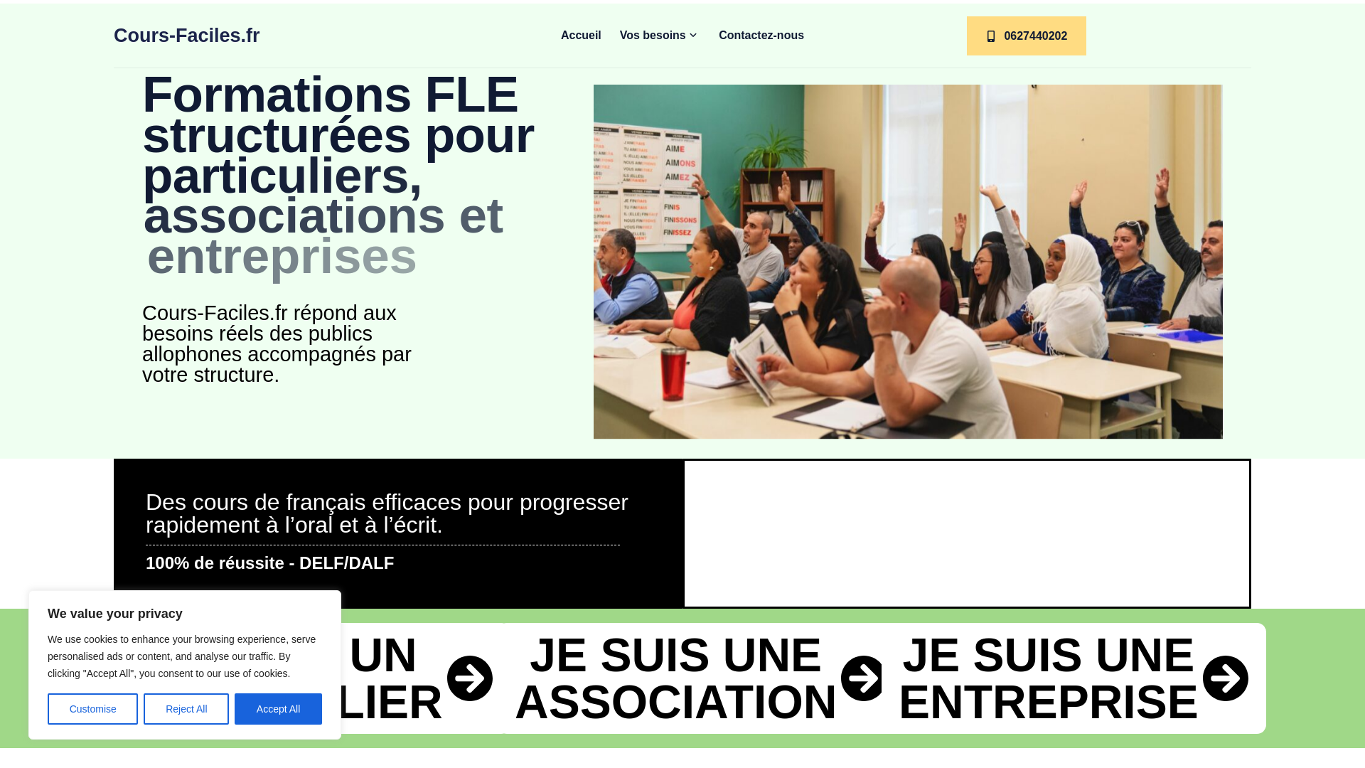 website screenshot of https://cours-faciles.fr/
