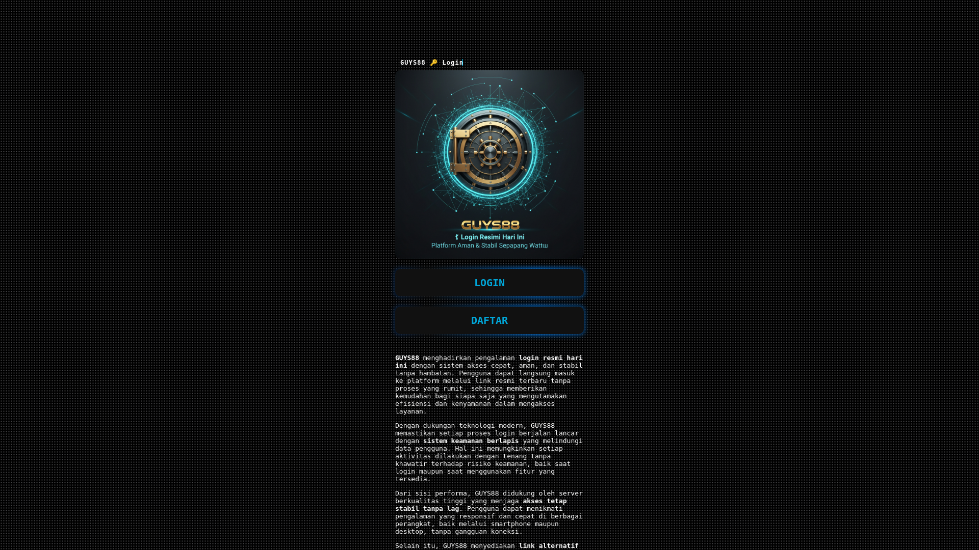 website screenshot of https://link-login-guys88-saat-ini.pages.dev/