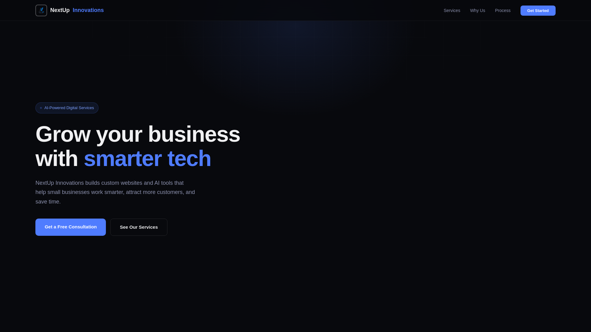 website screenshot of https://nextupinnovations.online/