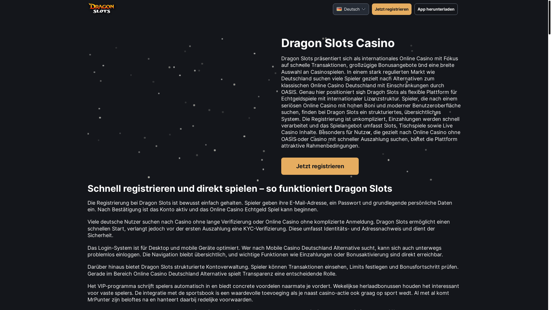 website screenshot of https://dragonslots-eu.com