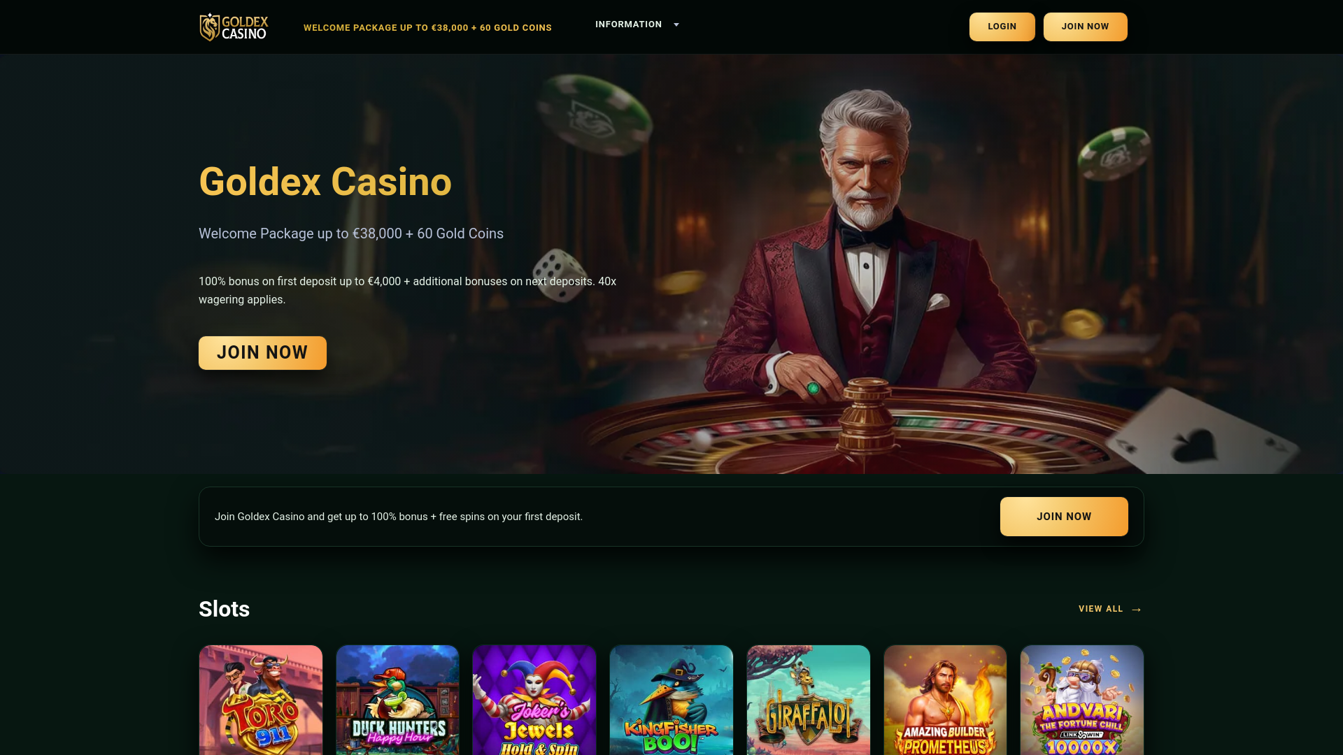 website screenshot of https://goldex-casino.casino/
