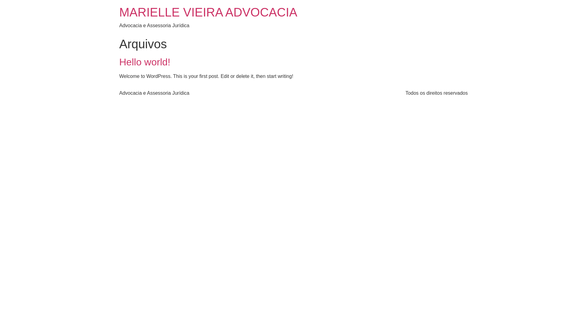 website screenshot of https://mariellevieiraadvocacia.com.br/