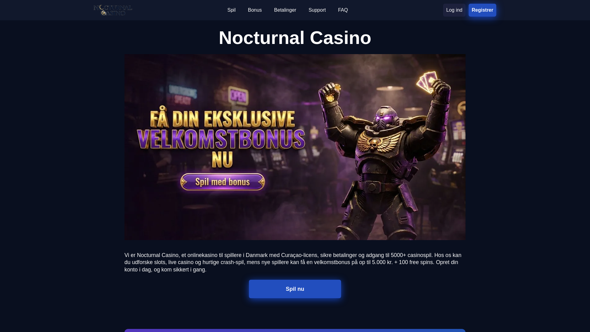website screenshot of https://nocturnalcasino.dk/