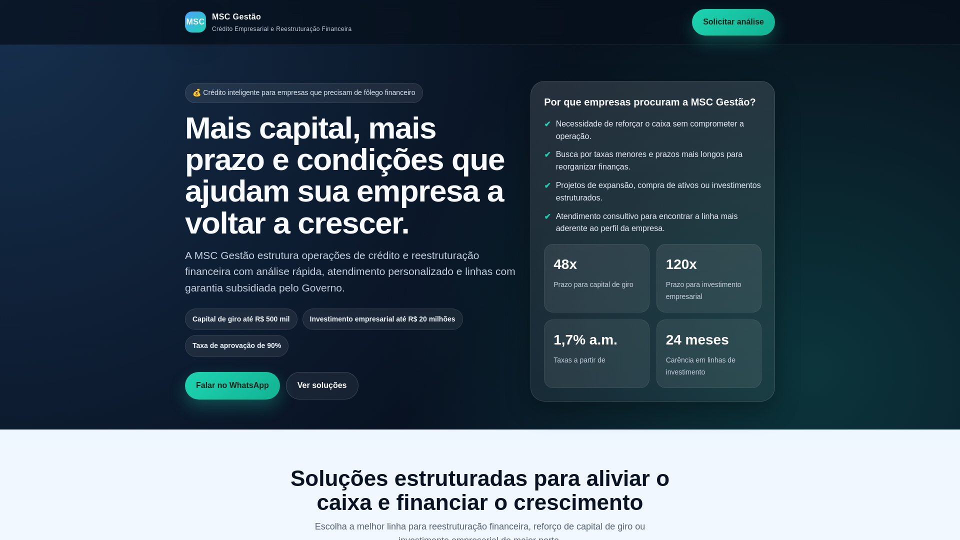 website screenshot of https://mscgestao.com.br/