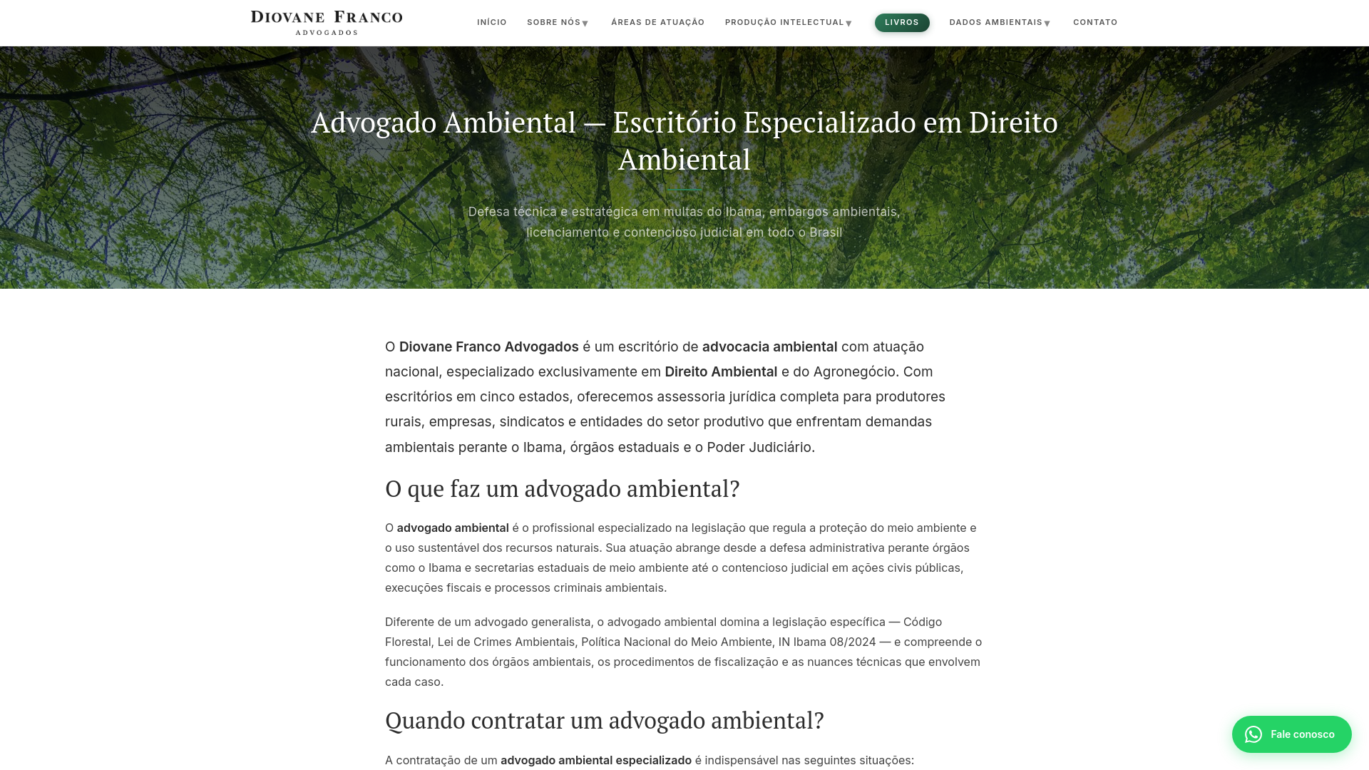 website screenshot of https://advambiental.adv.br/