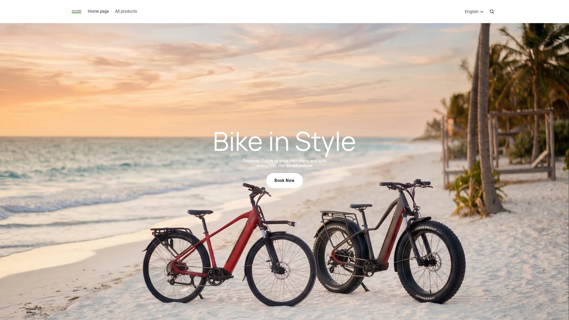 website screenshot of https://tulumebikesrental.com/