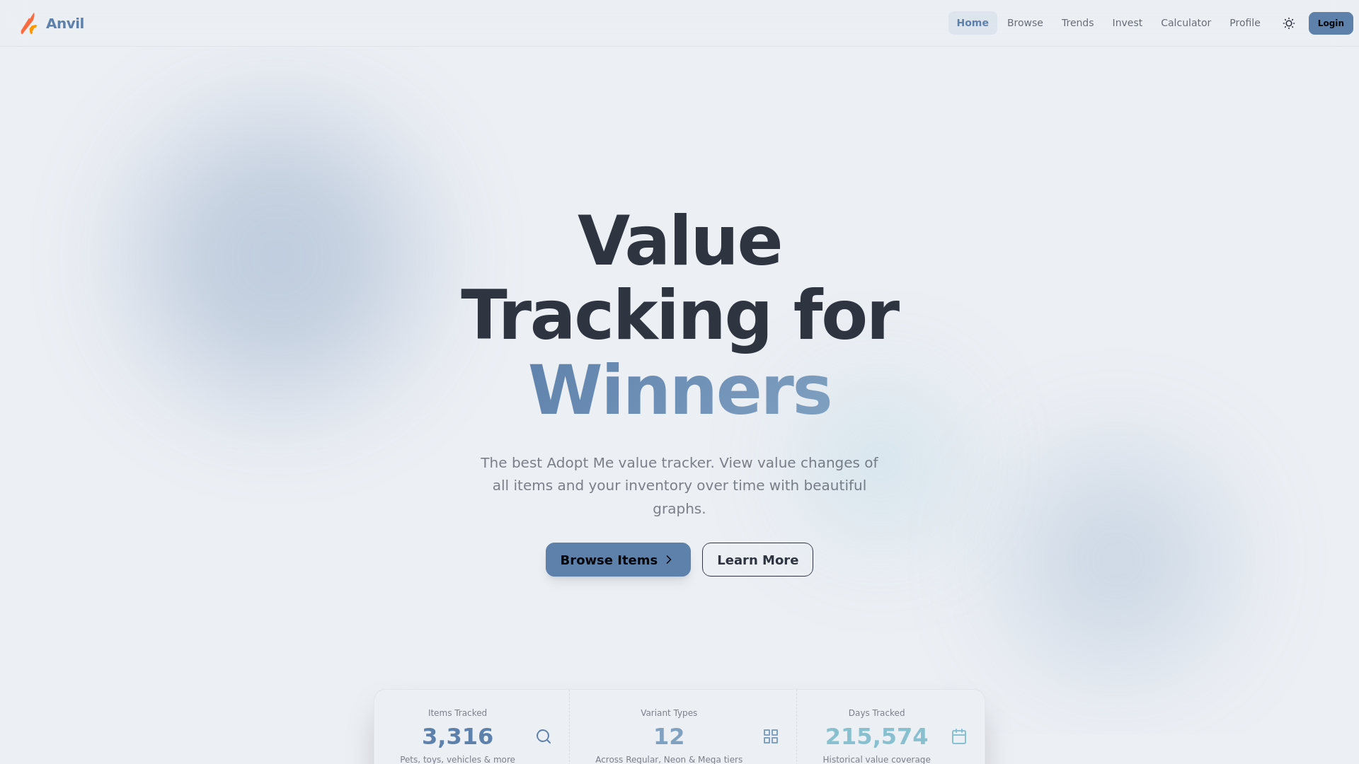 website screenshot of https://anvilvalues.com
