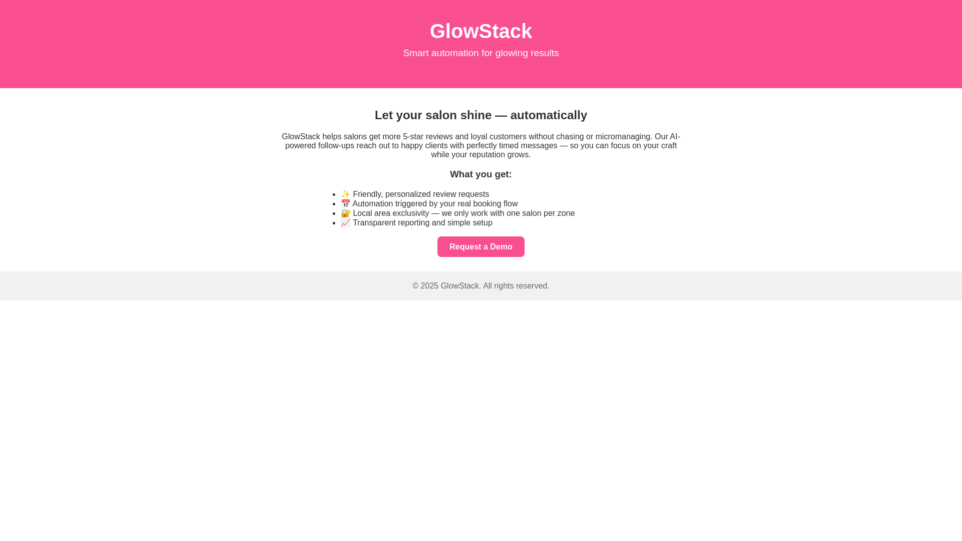 website screenshot of https://glowstack.me/