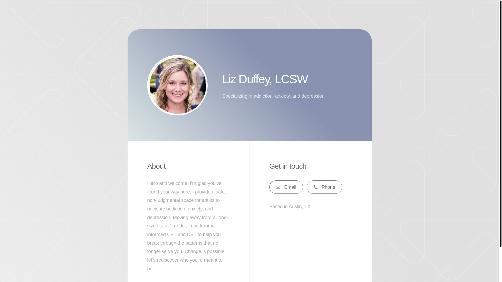 website screenshot of https://lizduffeytherapy.com/