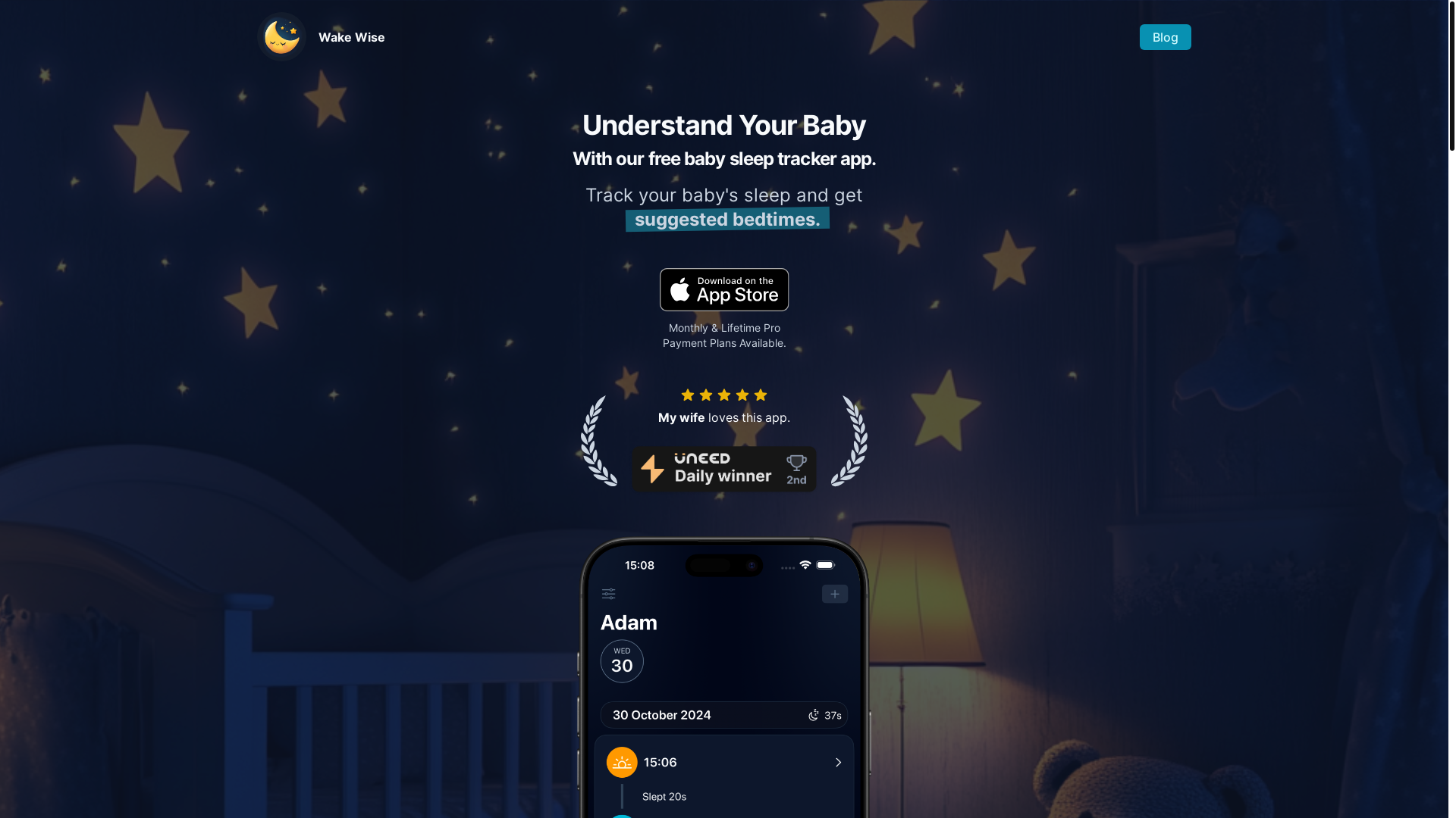 website screenshot of https://wakewise-landing.pages.dev/