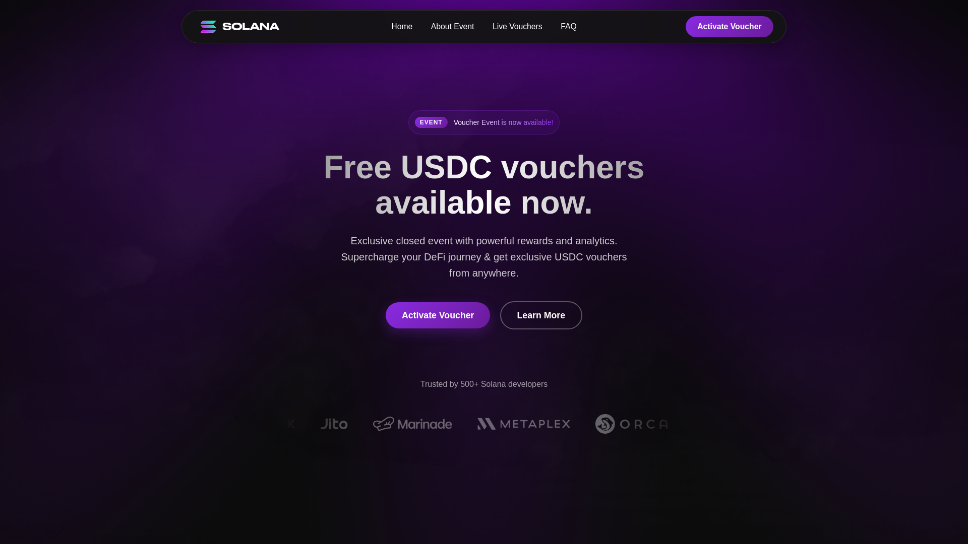 website screenshot of https://voucher.solhq.cc/