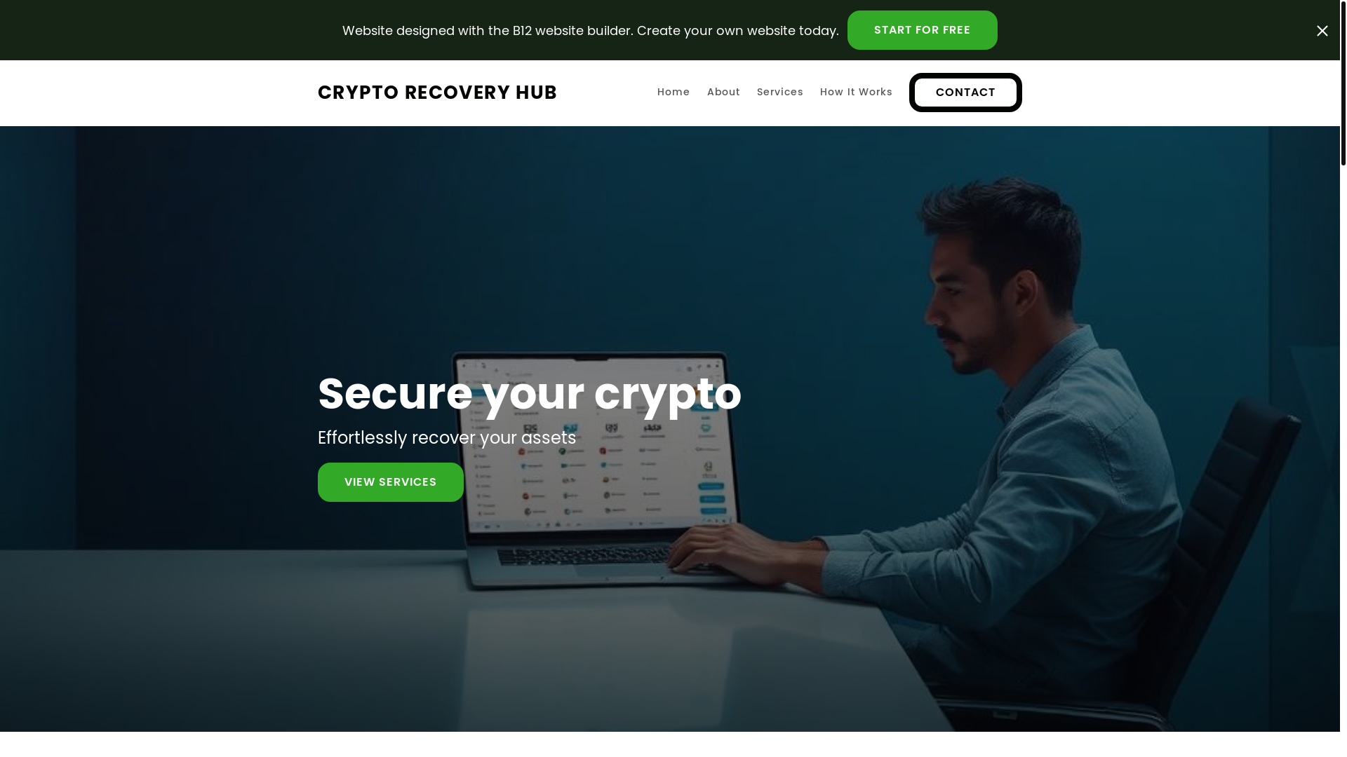 website screenshot of https://crypto-recovery-hub.b12sites.com/