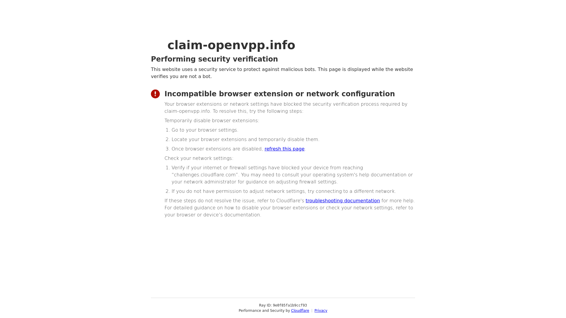website screenshot of https://claim-openvpp.info