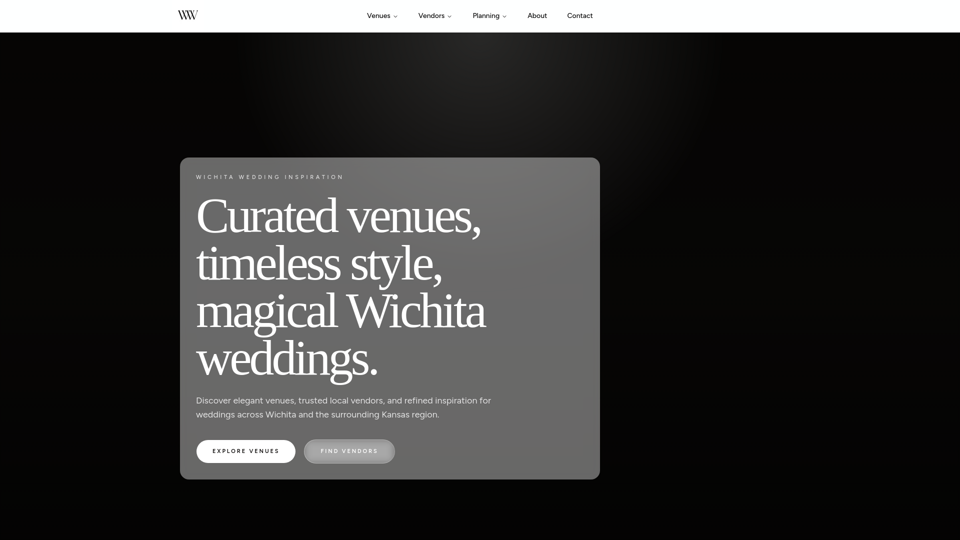 website screenshot of https://wichita-weddings.com/