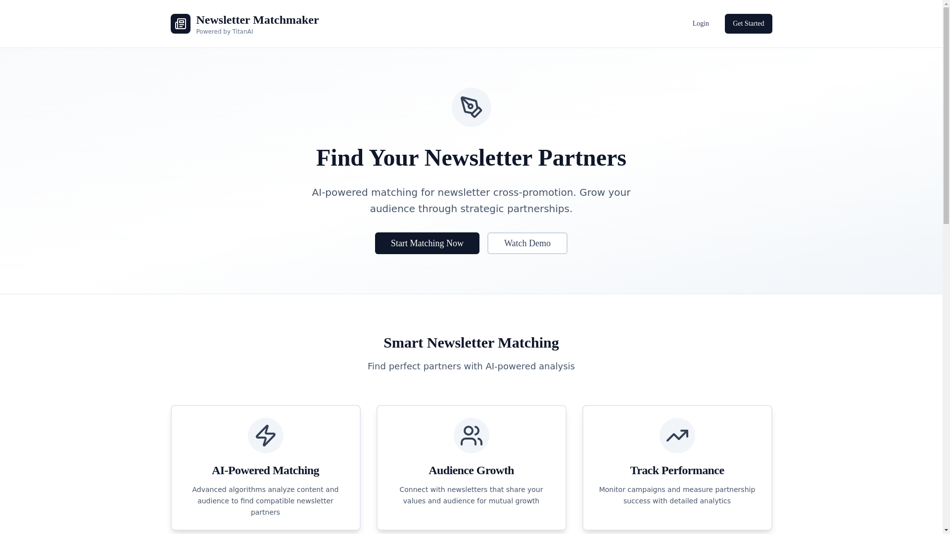 website screenshot of https://newslettermatchmakers.com/