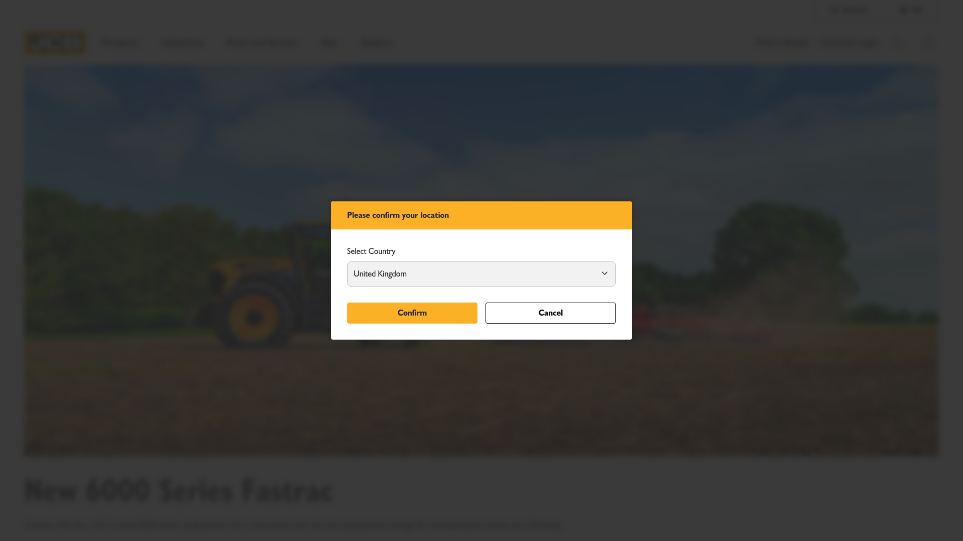 website screenshot of https://jcb.com/