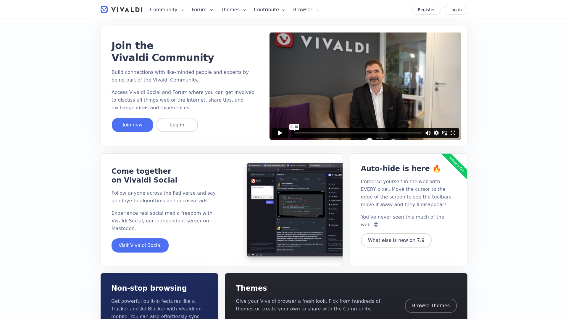 website screenshot of https://vivaldi.net