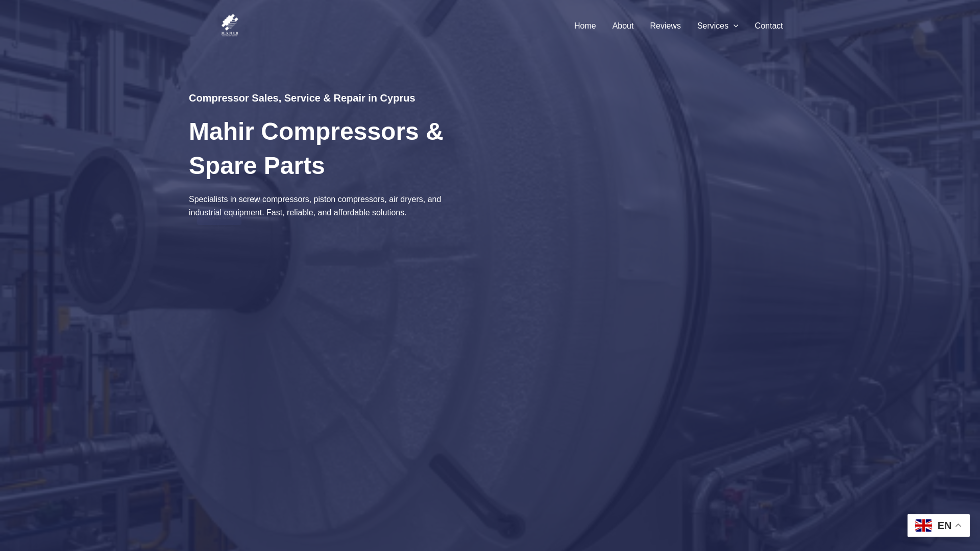 website screenshot of https://menkompresorcyprus.com/