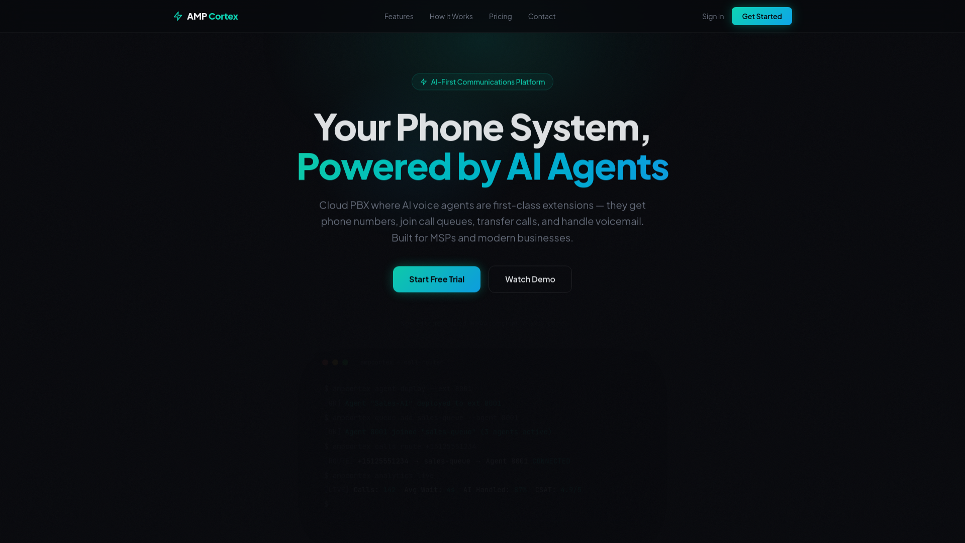 website screenshot of https://ampcortex.ai/