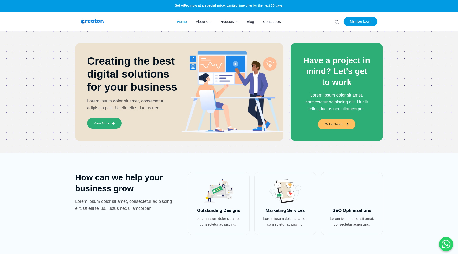 website screenshot of https://matacreator.id/
