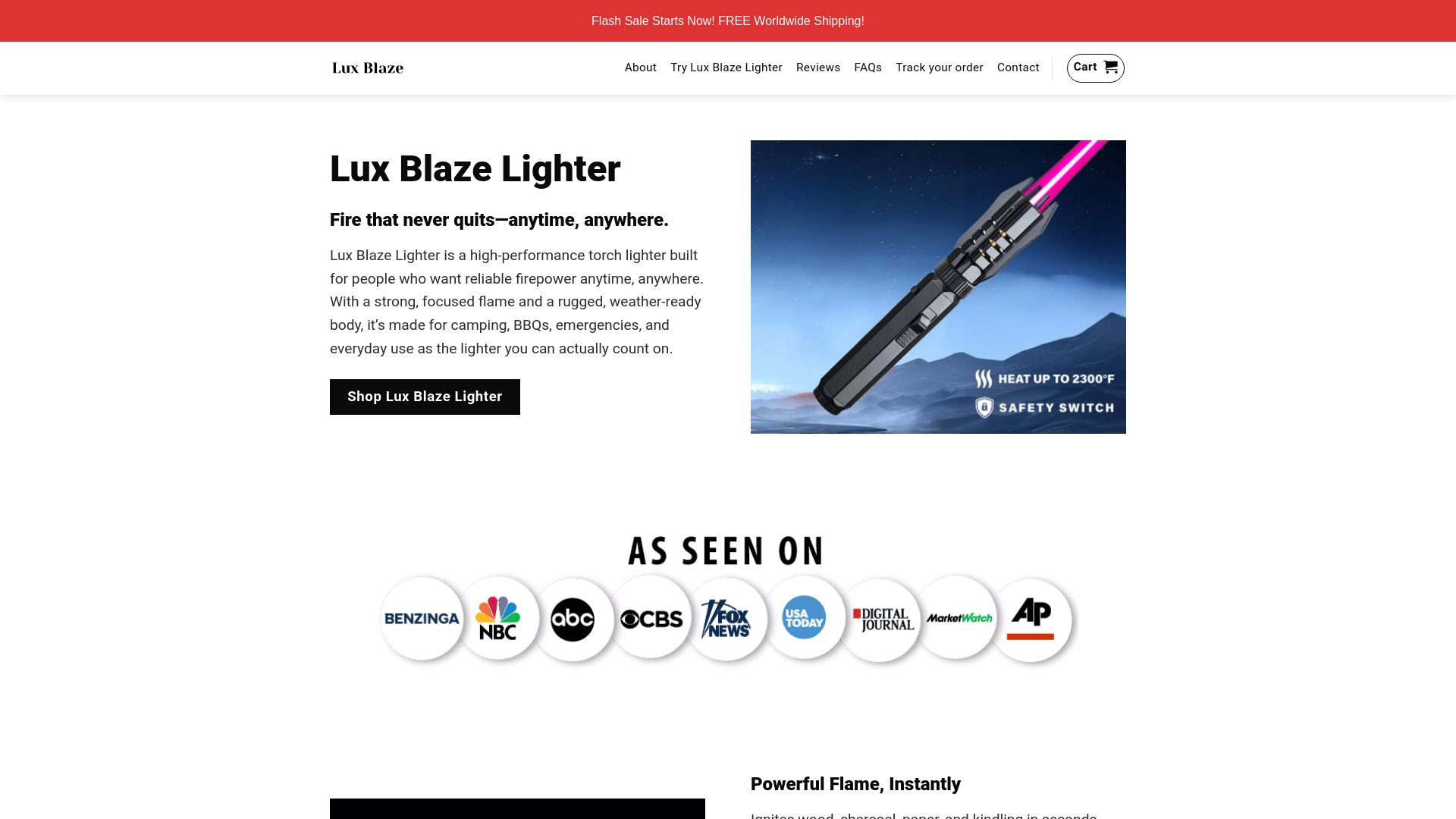 website screenshot of https://luxblazelighter.net