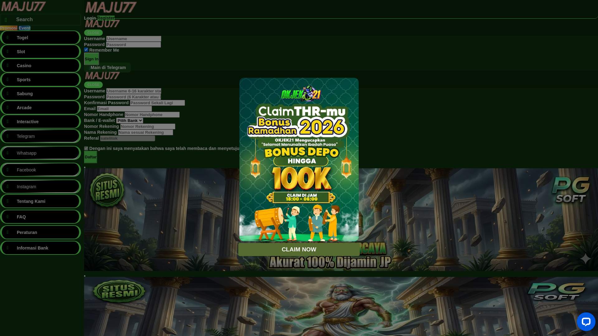 website screenshot of https://maju77slot.org/