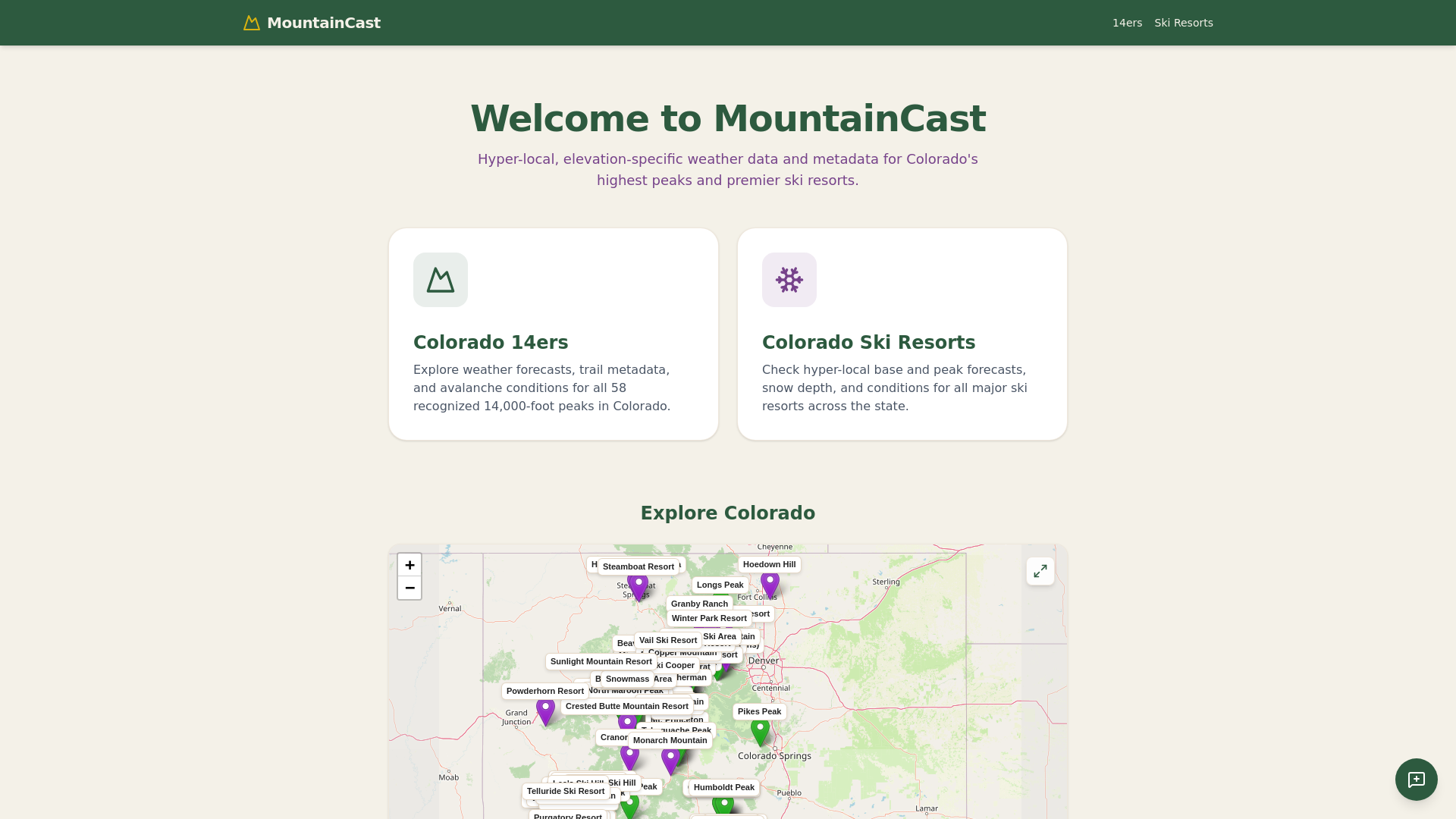 website screenshot of https://mountain-cast.com