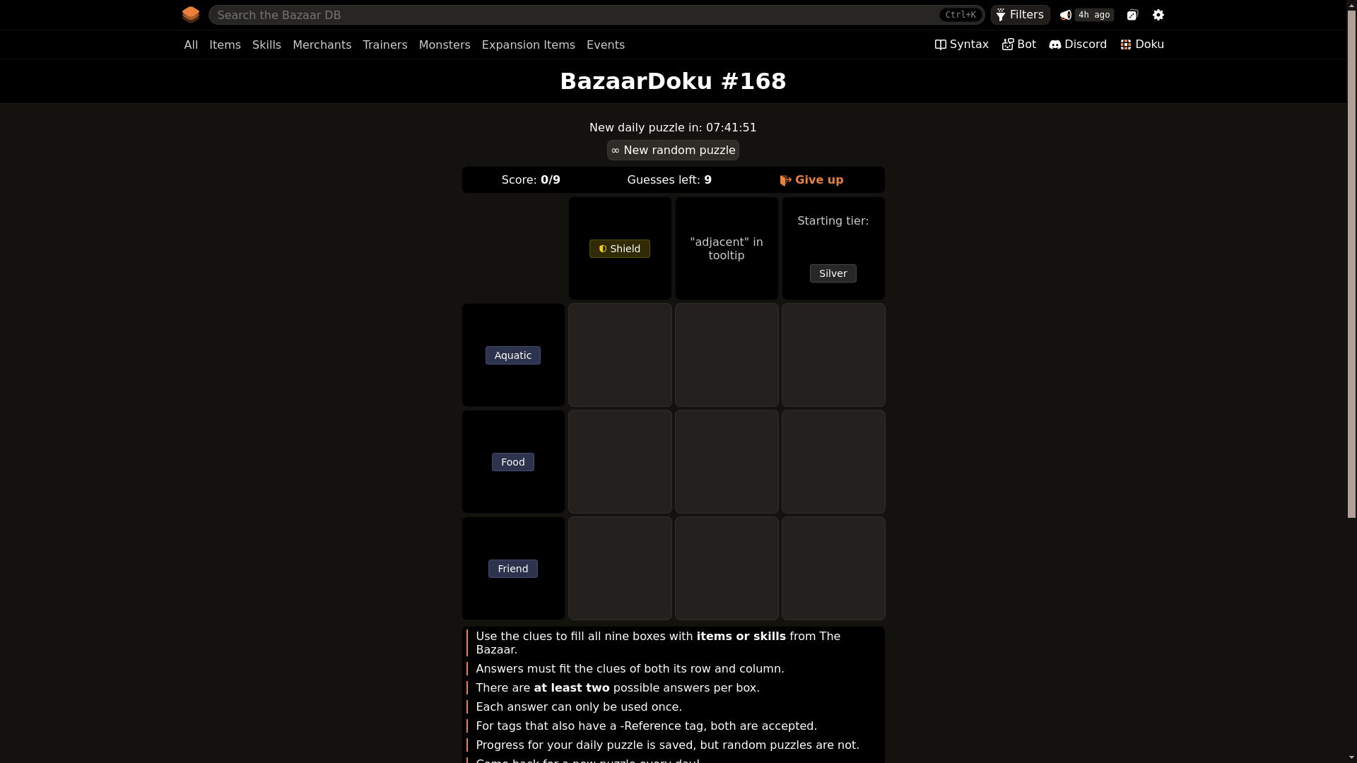 website screenshot of https://bazaardoku.com/