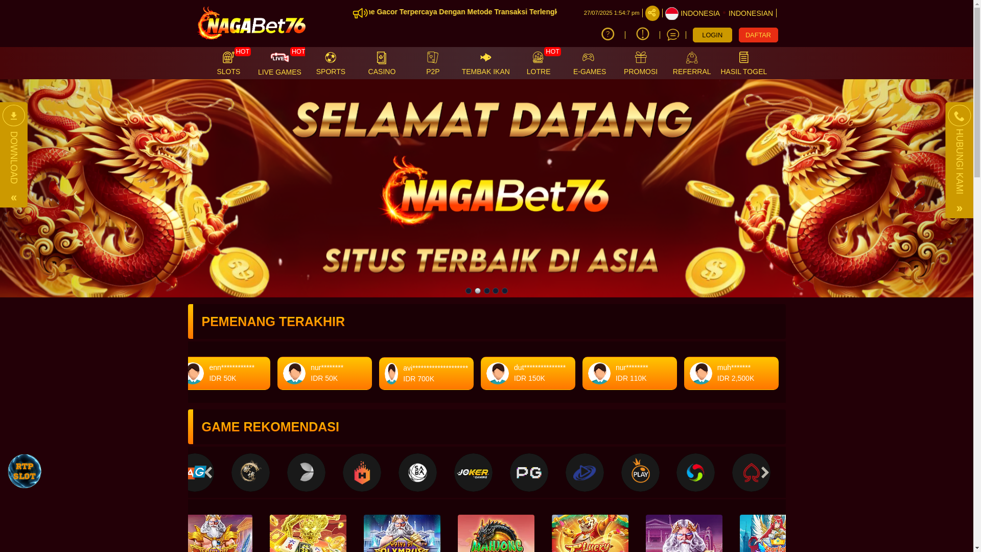 website screenshot of https://nagabet76b.buzz/