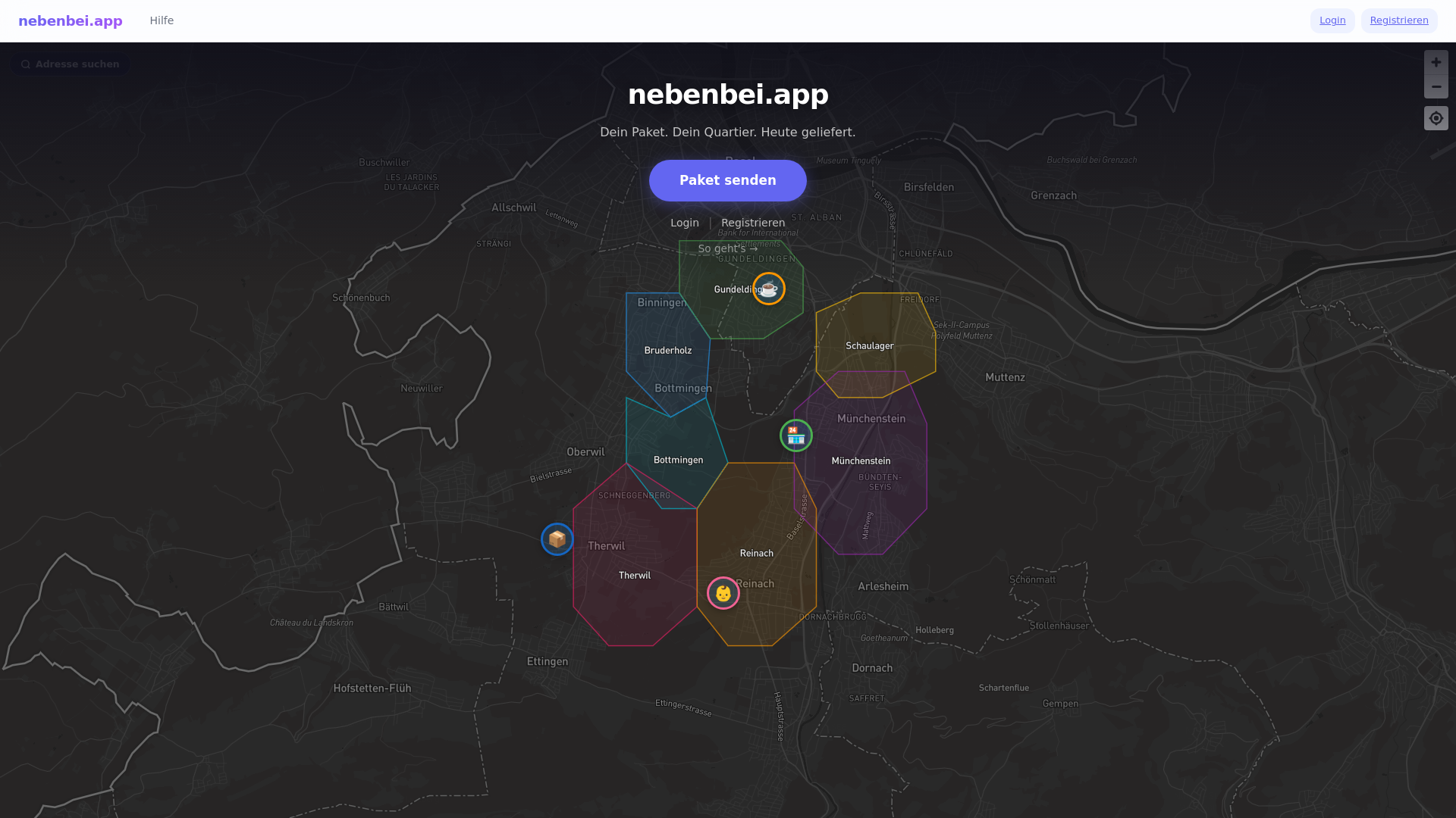 website screenshot of https://nebenbei.app/