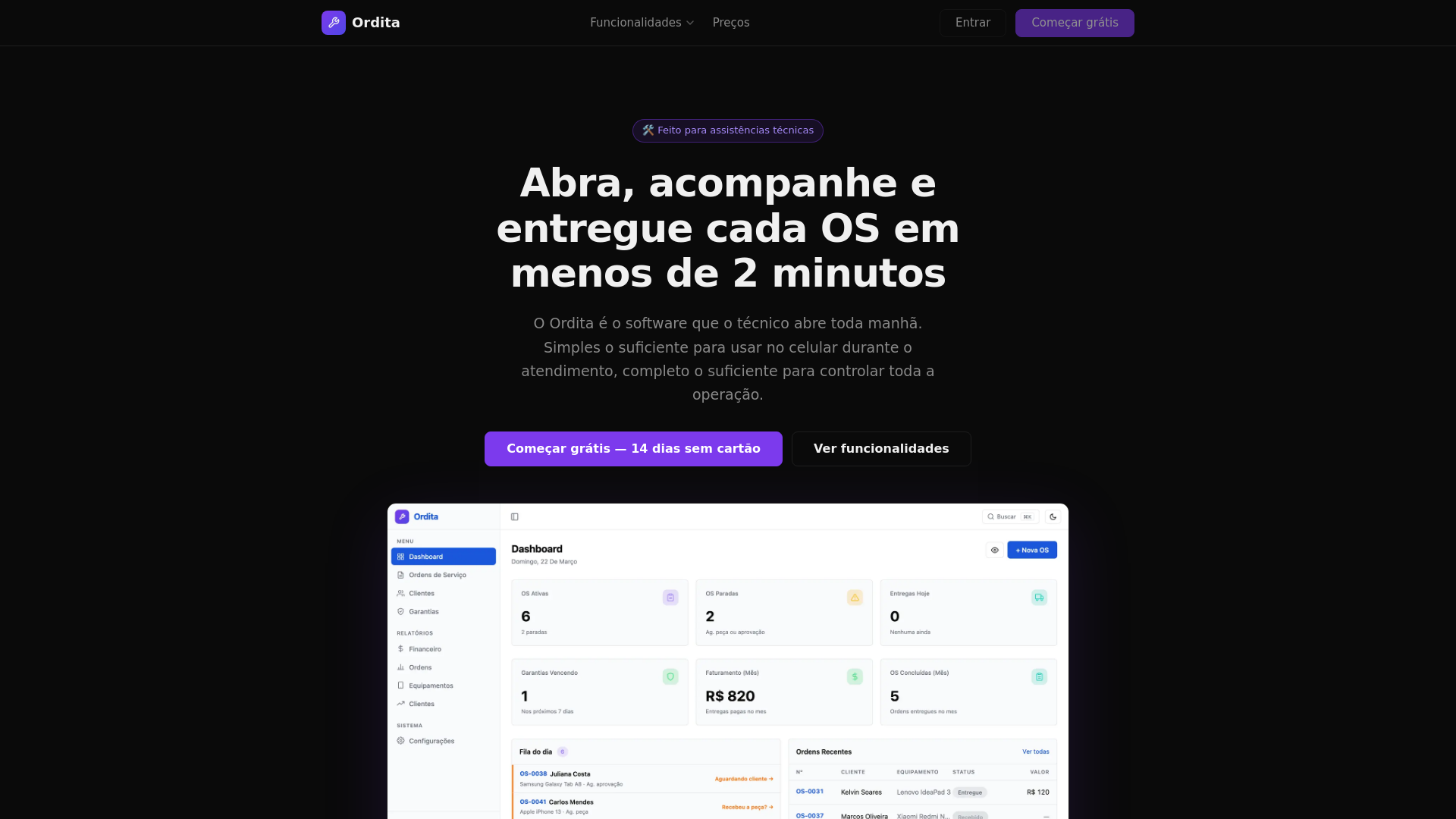 website screenshot of https://ordita.app/