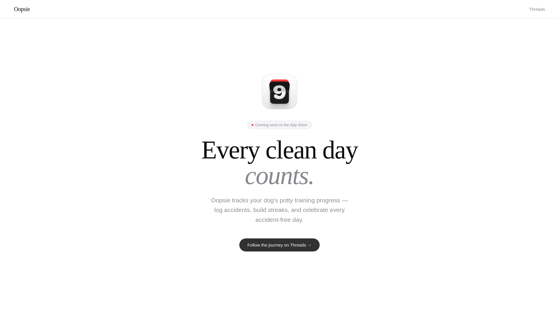 website screenshot of https://getoopsie.app