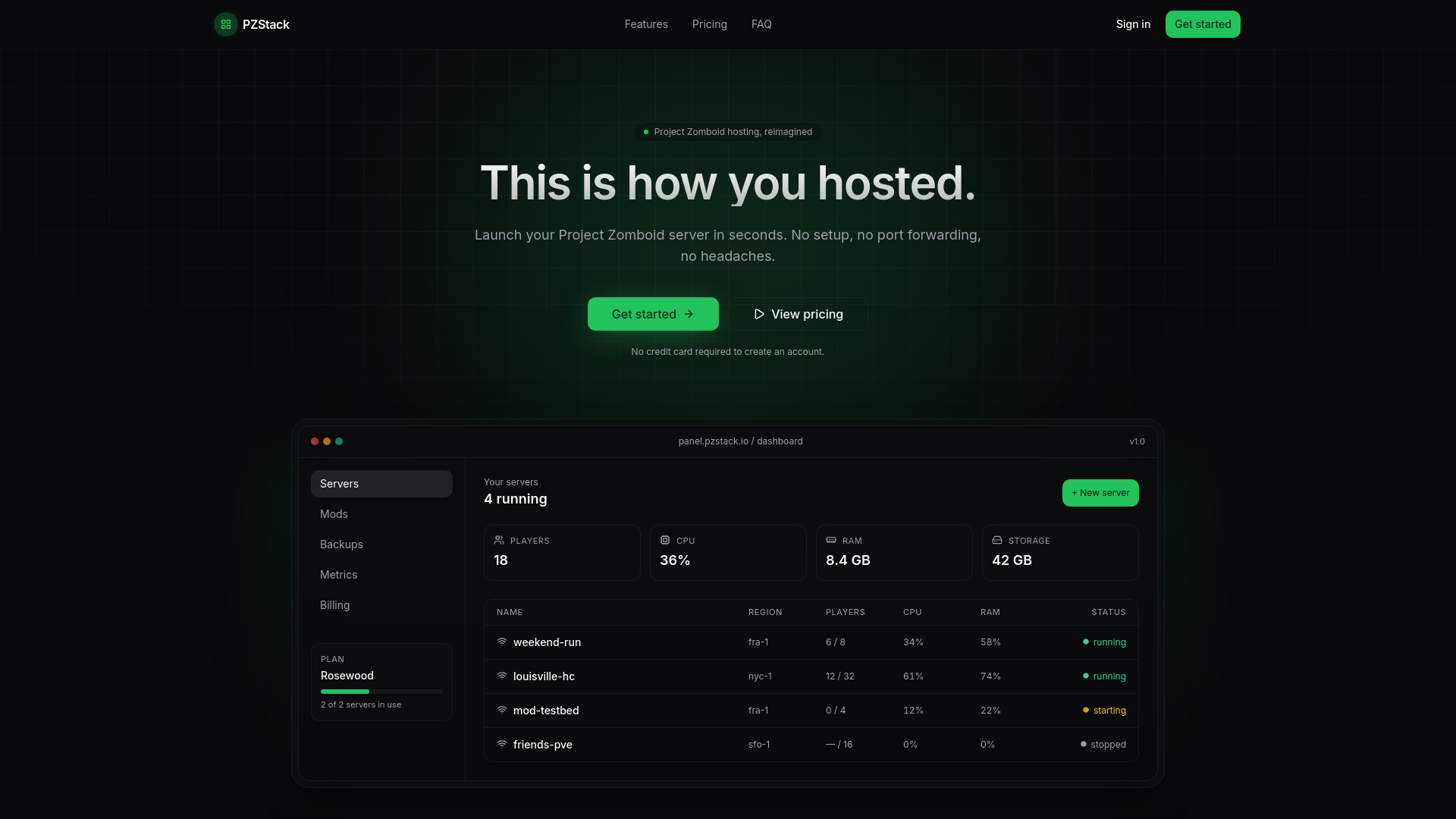 website screenshot of https://pzstack.com/