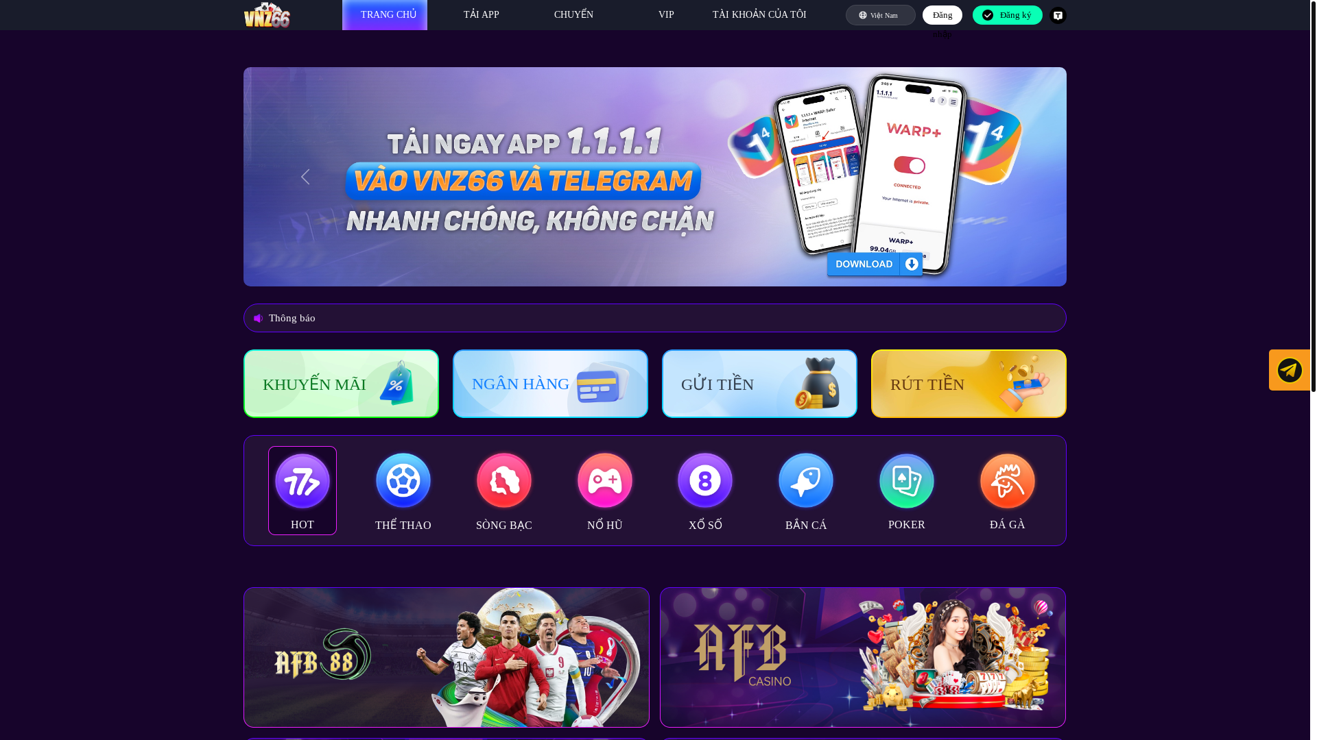 website screenshot of https://vnz8888.live/