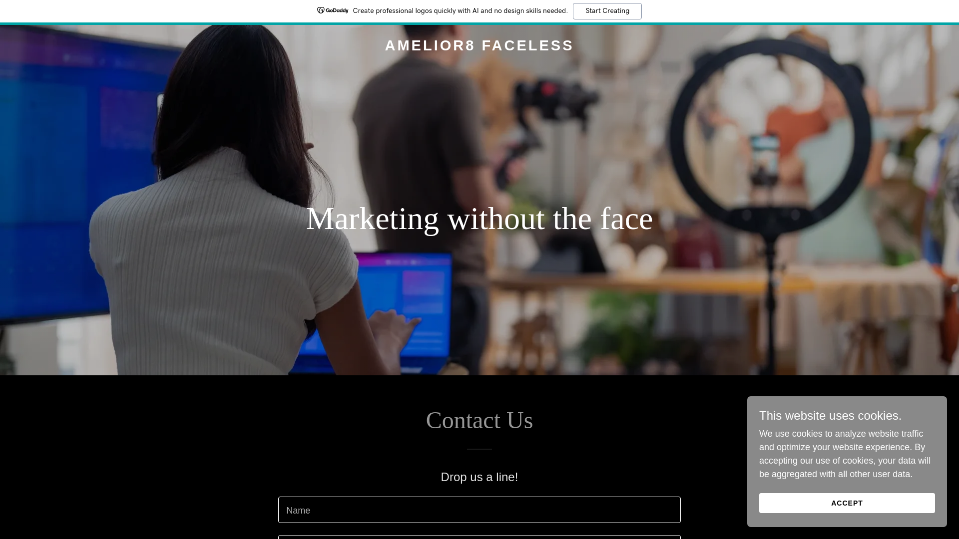 website screenshot of https://amelior8faceless.com/