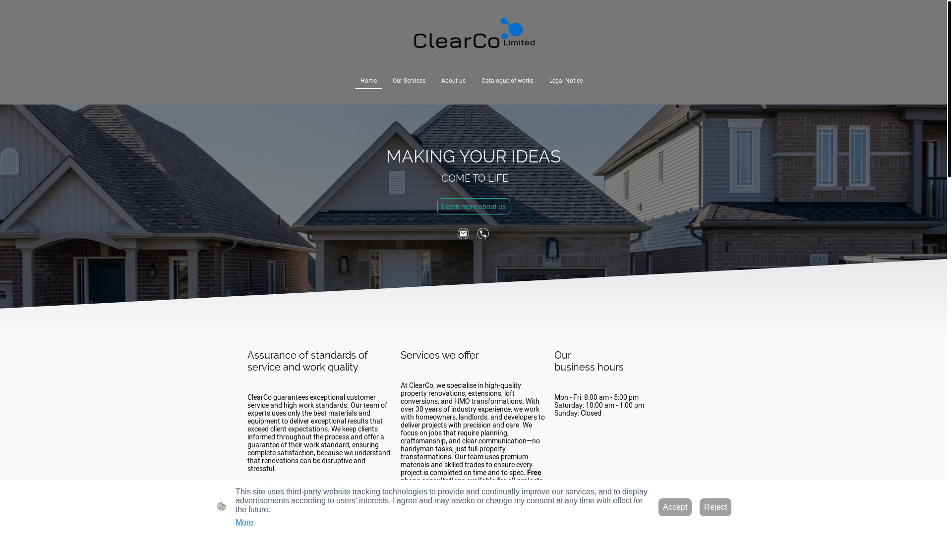 website screenshot of https://clearcolimited.com/