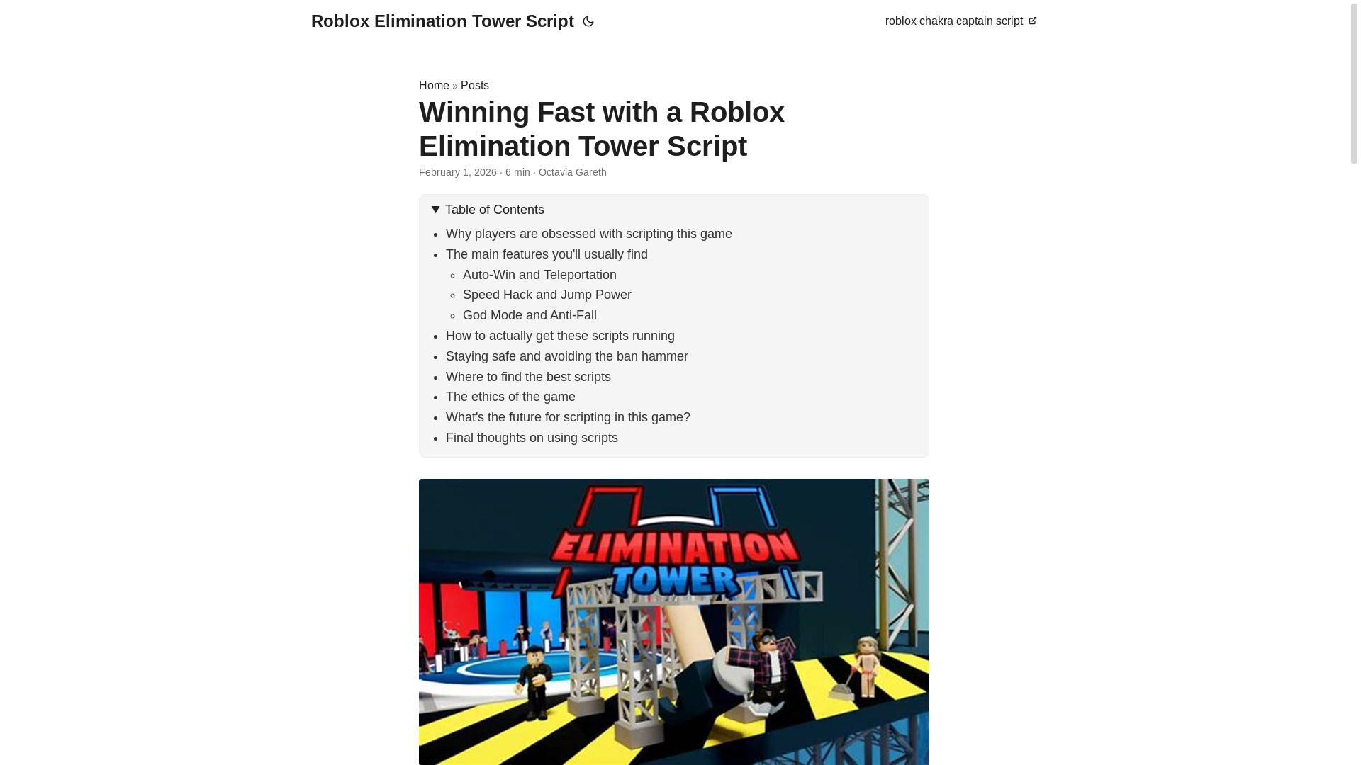website screenshot of https://roblox-elimination-tower-script.pages.dev/
