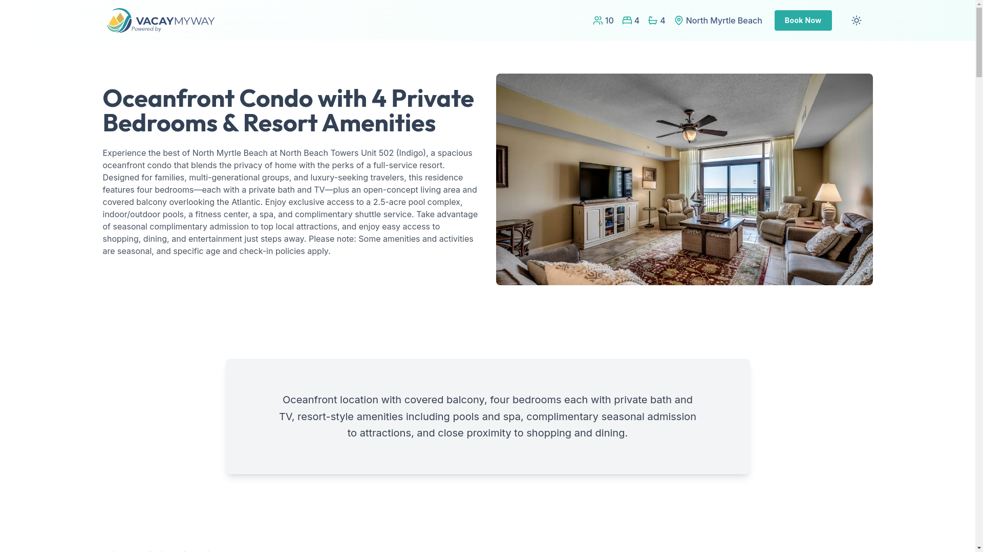 website screenshot of https://tranquilwave.vacations/