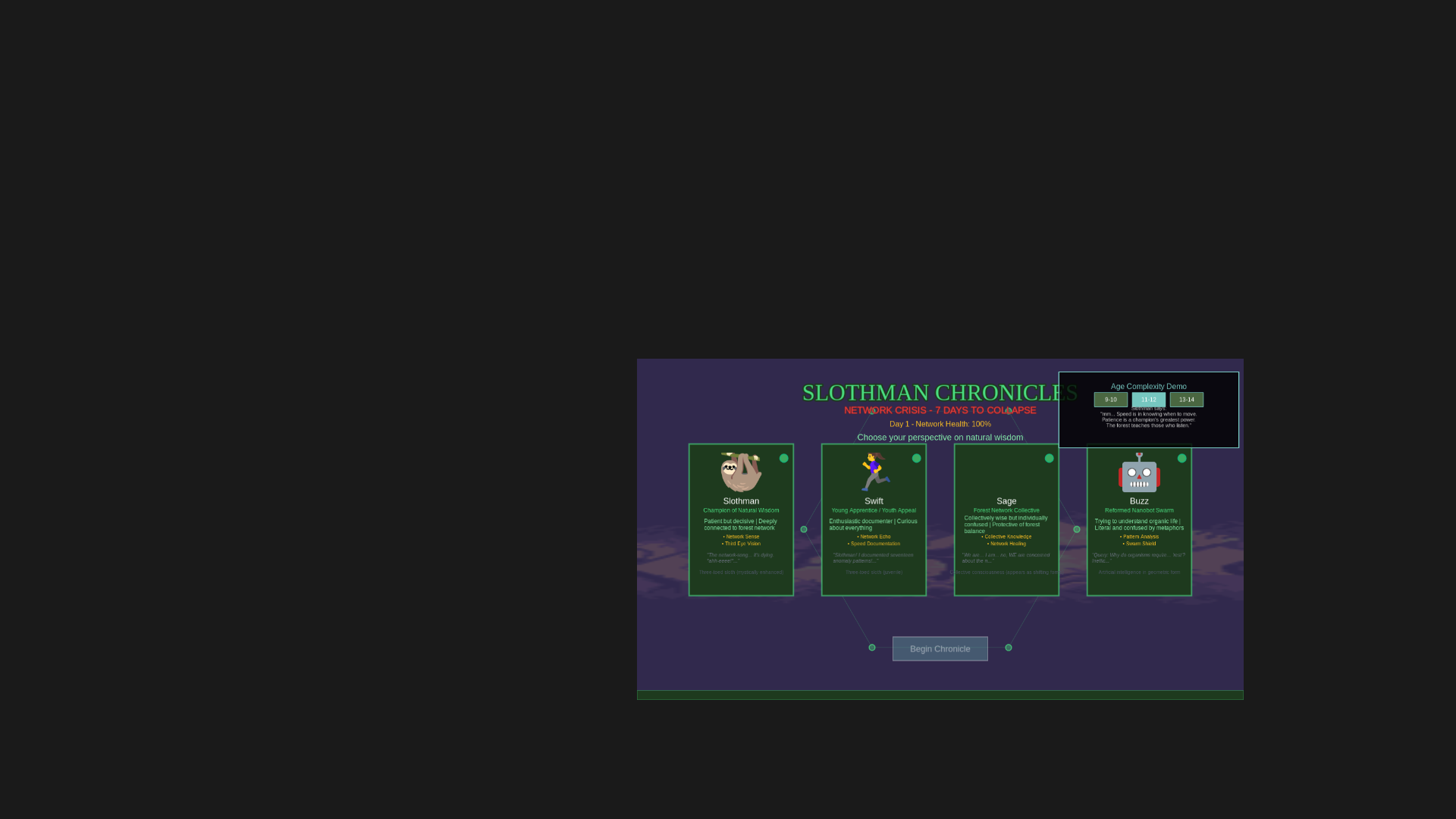 website screenshot of https://slothman-chronicles.pages.dev/
