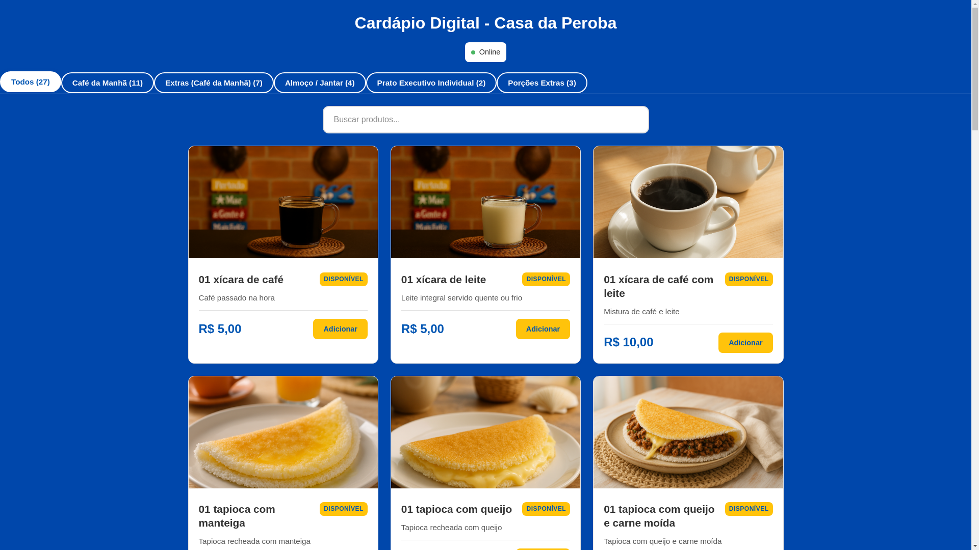website screenshot of https://cardapiocasadaperobaonline.pages.dev/