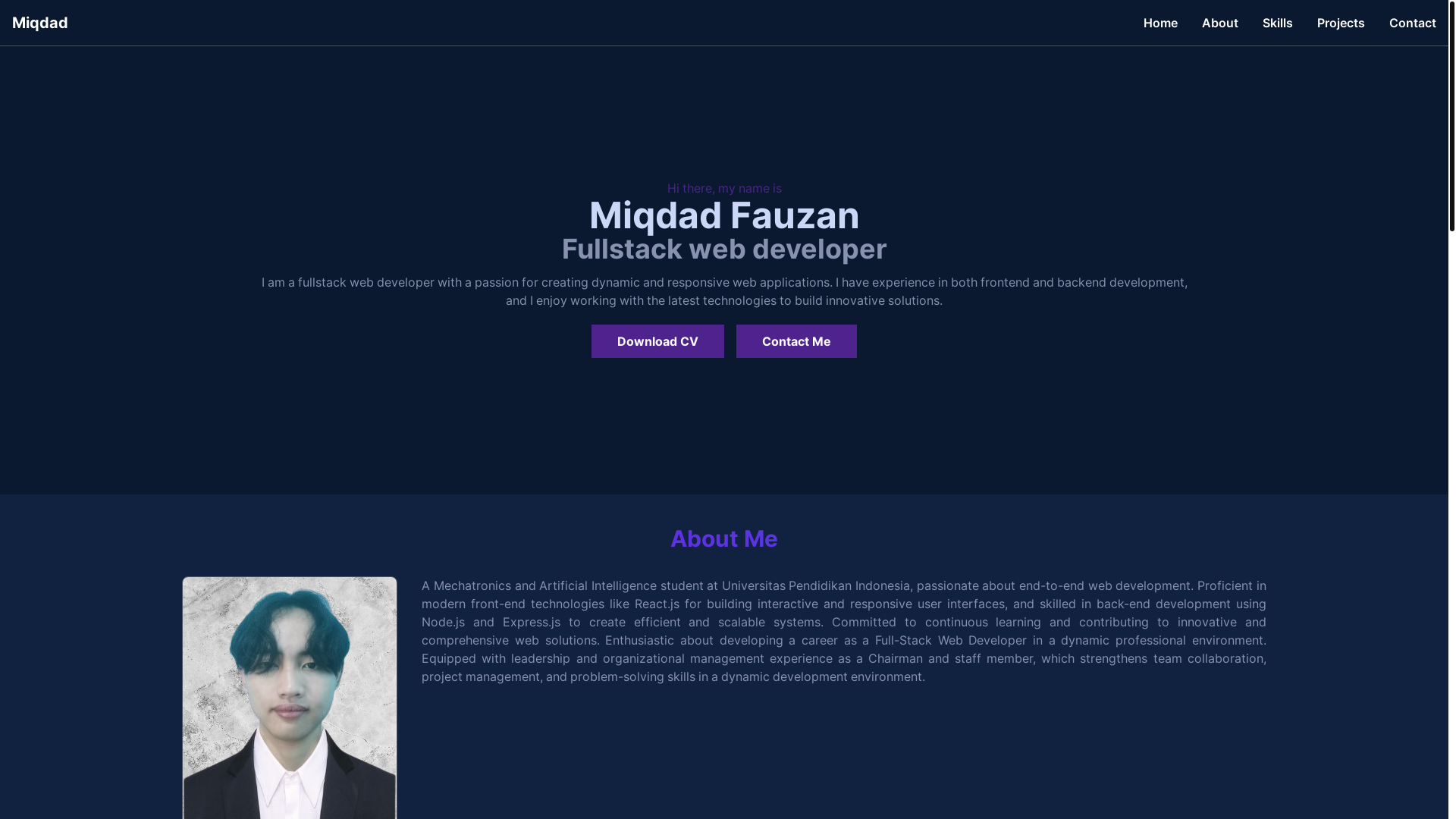 website screenshot of https://miqdadfauzan.my.id/
