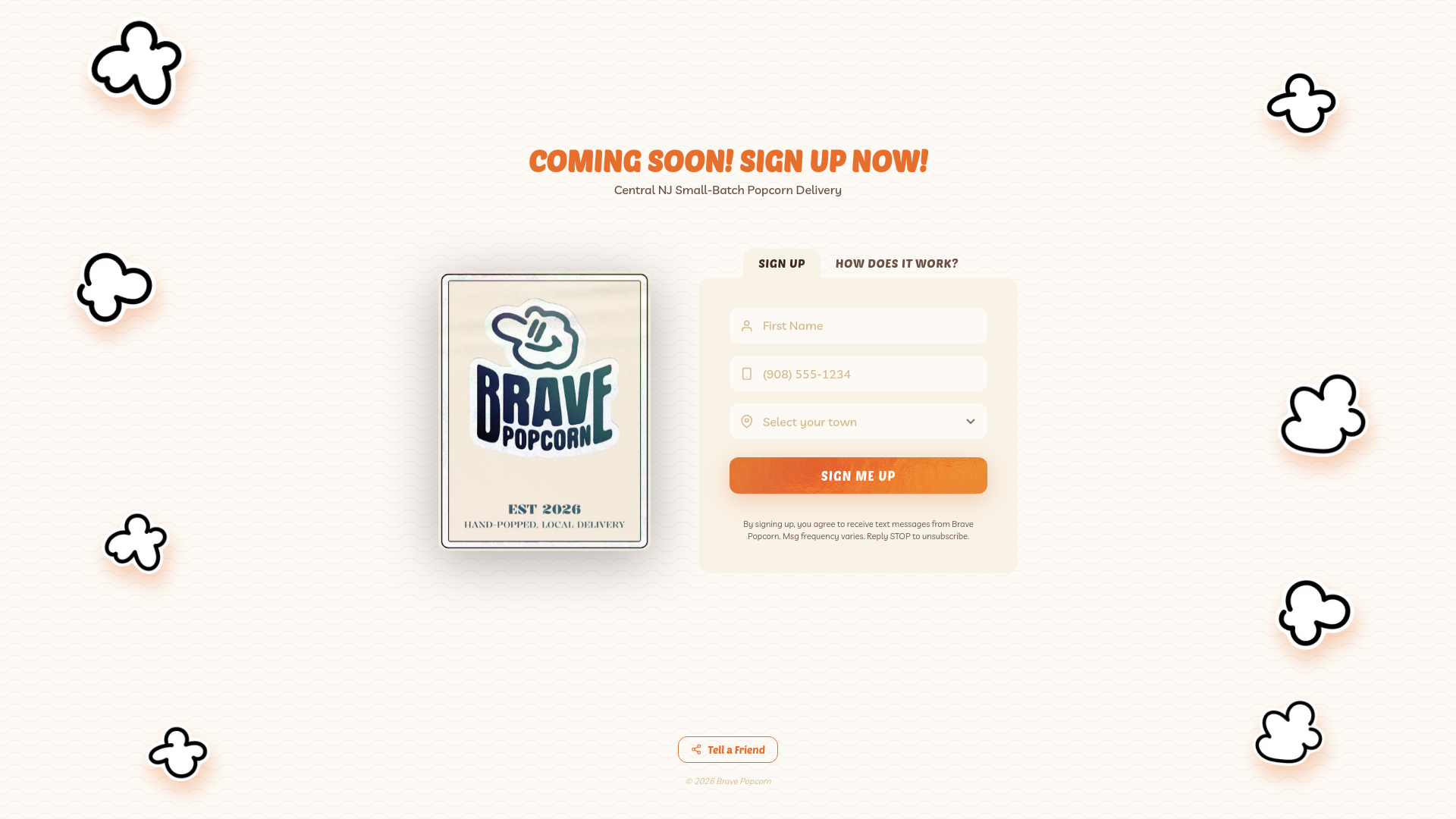 website screenshot of https://bravepopcorn.com/