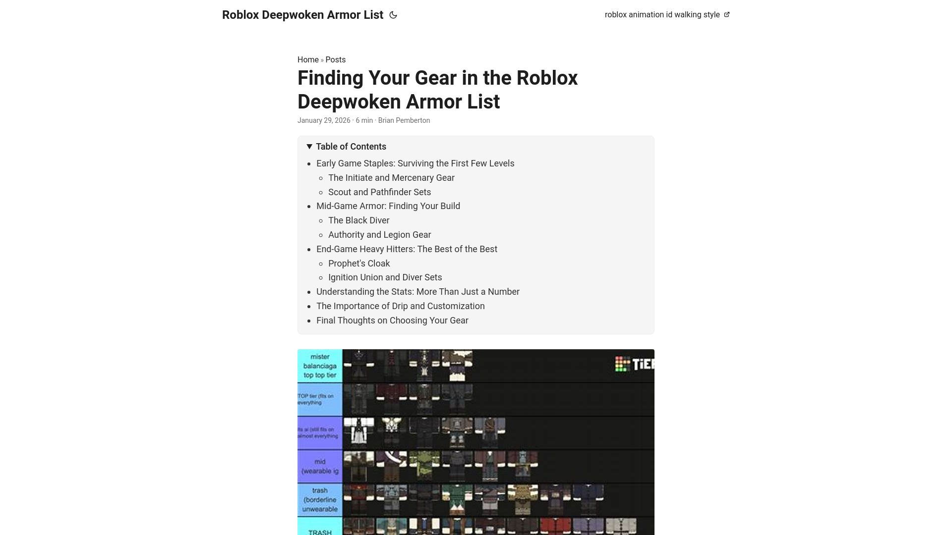 website screenshot of https://roblox-deepwoken-armor-list.pages.dev/