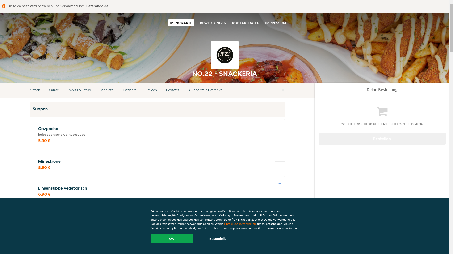 website screenshot of https://no22-snackerianeunkirchen-seelscheid.de/