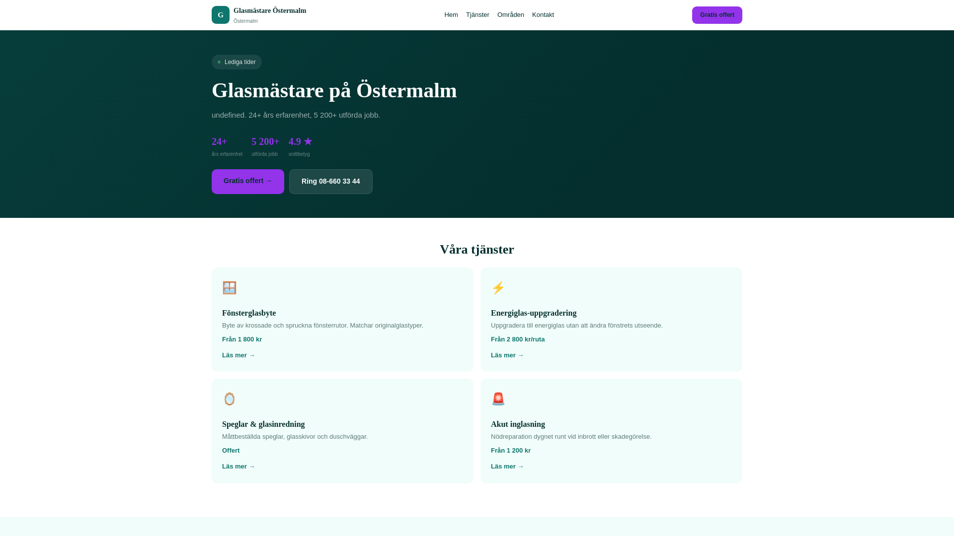 website screenshot of https://glasmastare-ostermalm.pages.dev/