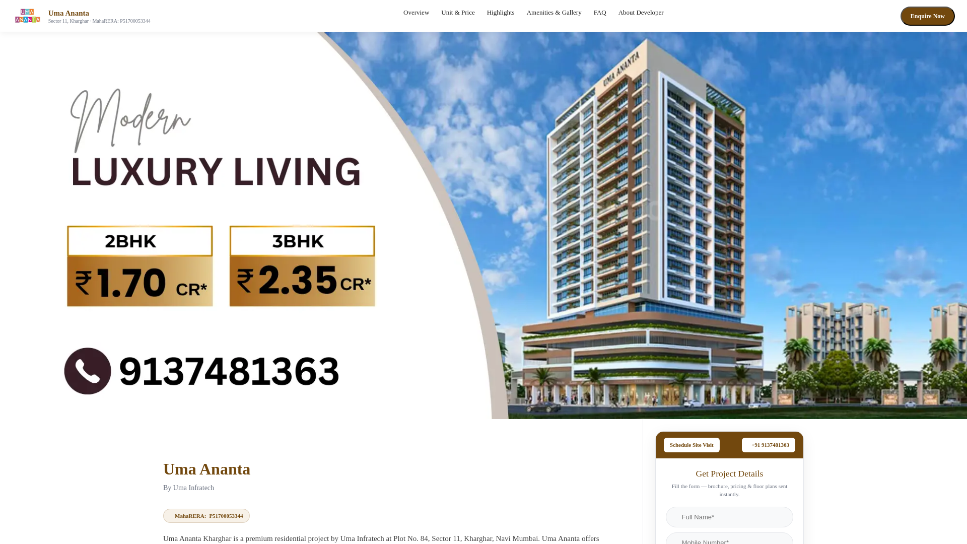 website screenshot of https://shreejiinfinitysector11kharghar.site/