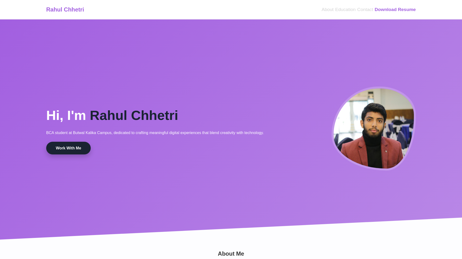 website screenshot of https://rahulchhetri.com.np/